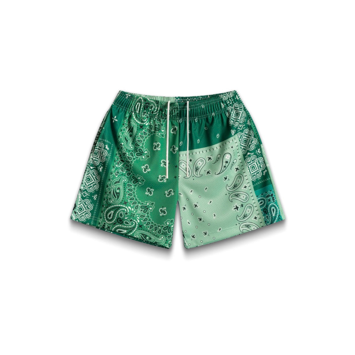 BRAVEST STUDIOS GREEN PATCHWORK PAILEY SHORTS