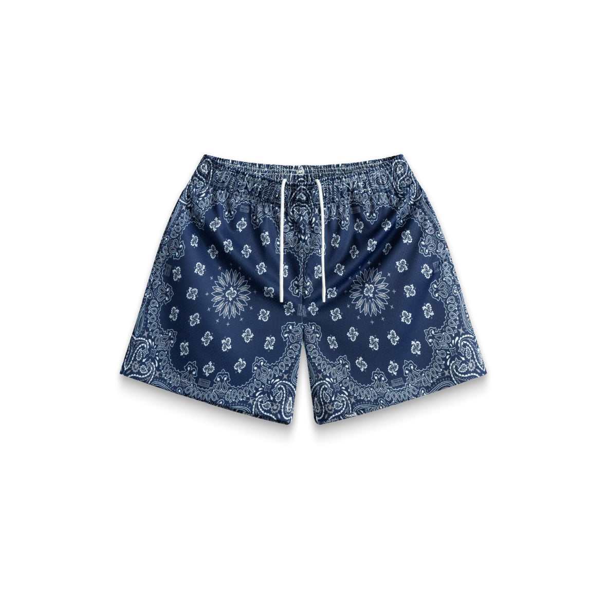 BRAVEST STUDIOS SCREENPRINTED PAISLEY SHORTS  TWO-TONE NAVY