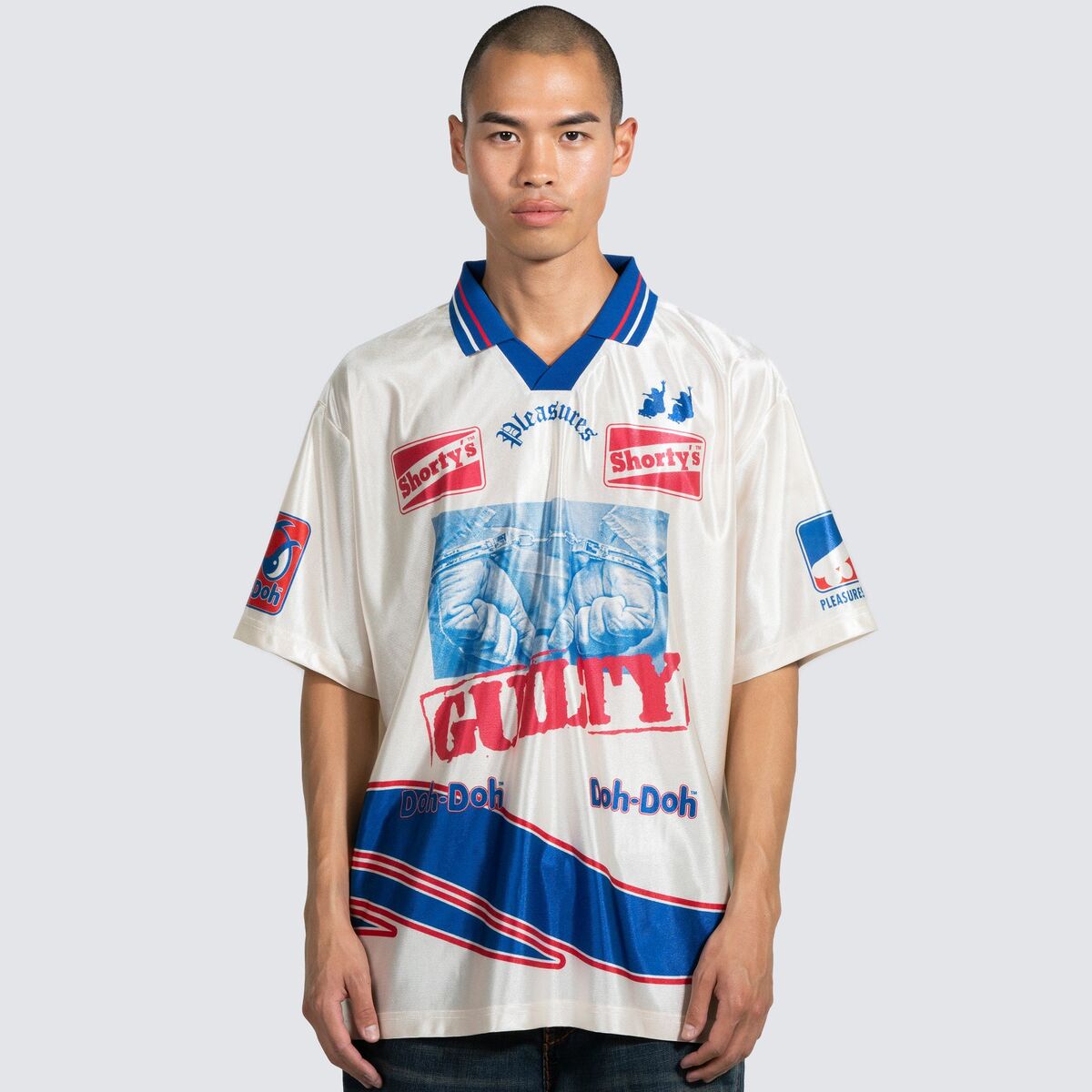 PLEASURES WHITE GUILITY SOCCER JERSEY OFF WHITE