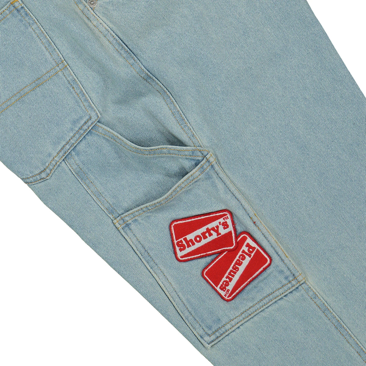 PLEASURES INDIGO BOX LOGO CARPENTER JEANS LIGHT INDIGO