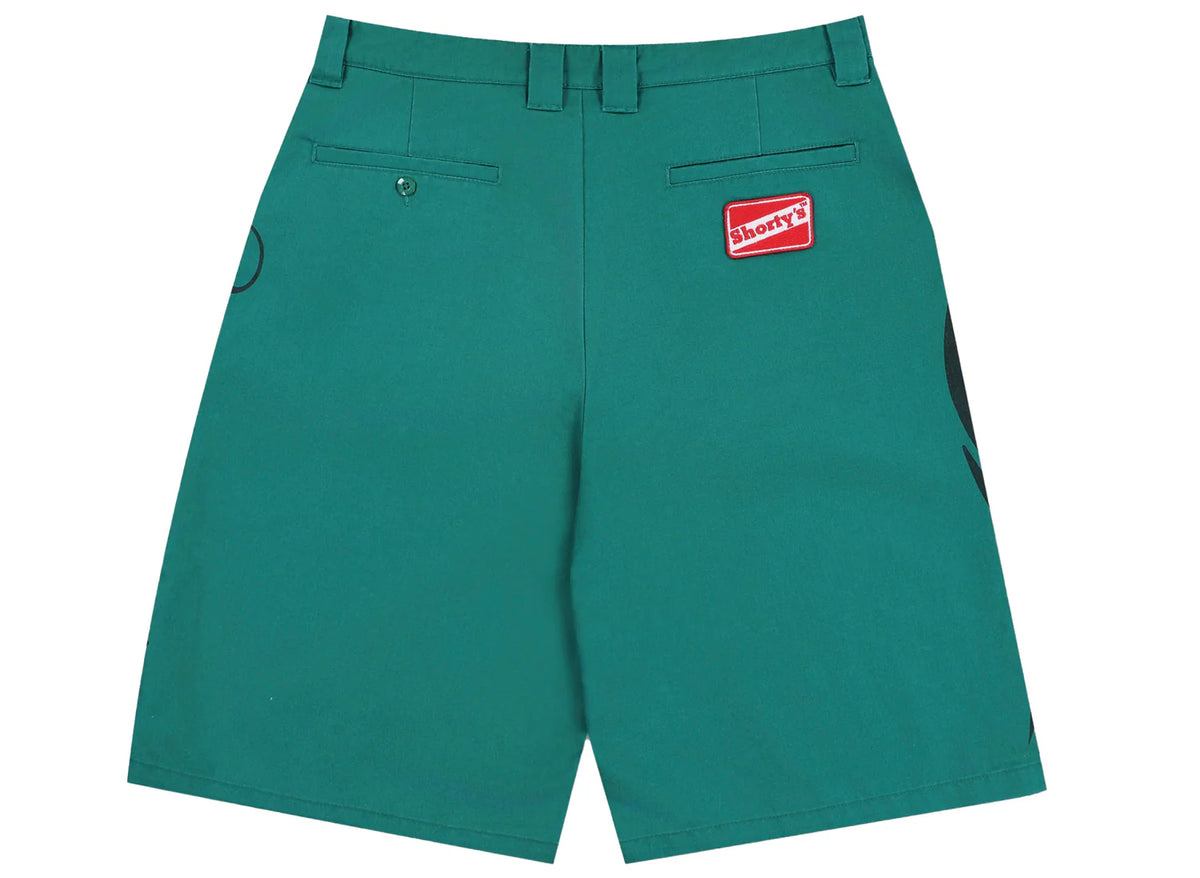 PLEASURES GREEN GUTIERREZ WORK SHORTS GREEN