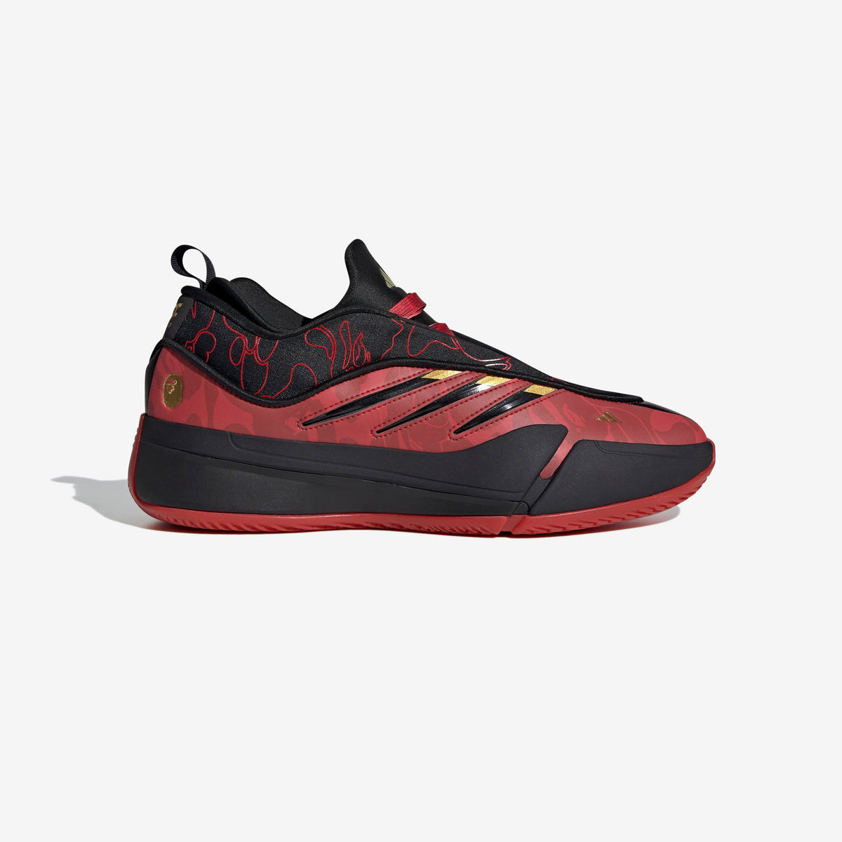 ADIDAS DAME 9 X BAPE BLACK SCARLET`